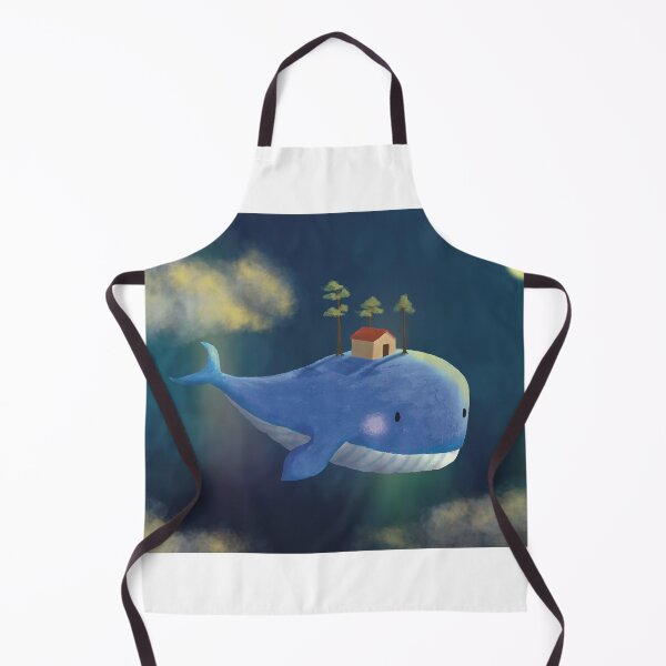 Item preview, Flying Whale with house and trees on its back designed and sold by Kimberley Cummings Illustration.