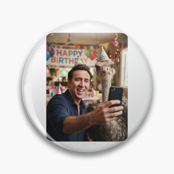 Item preview, Nicolas cage selfie ostrich ostrichs birthday cake memes happy Funny prank meme gift weird  designed and sold by CheeseBlueprint.