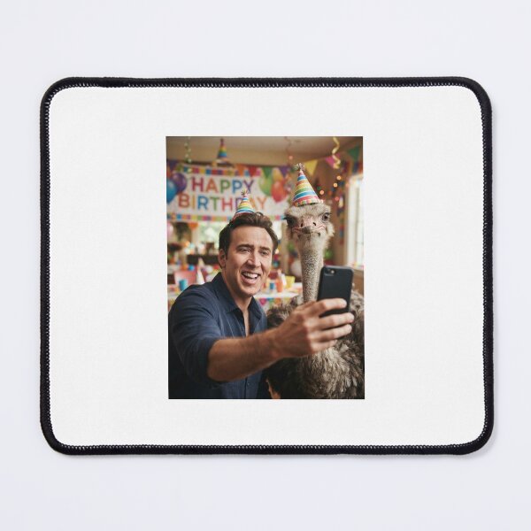 Item preview, Nicolas cage selfie ostrich ostrichs birthday cake memes happy Funny prank meme gift weird  designed and sold by CheeseBlueprint.