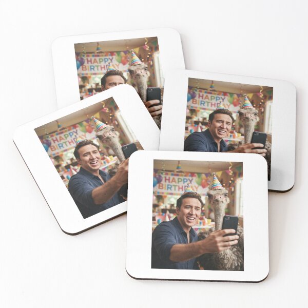 Item preview, Nicolas cage selfie ostrich ostrichs birthday cake memes happy Funny prank meme gift weird  designed and sold by CheeseBlueprint.