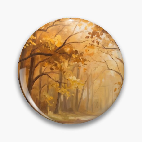 Item preview, Minimalist Golden Autumn Forest Path Painting designed and sold by ArtAmbience.