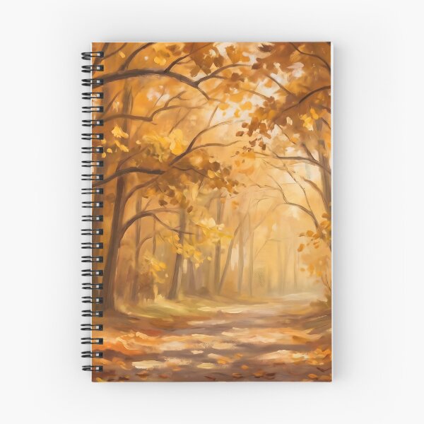 Item preview, Minimalist Golden Autumn Forest Path Painting designed and sold by ArtAmbience.