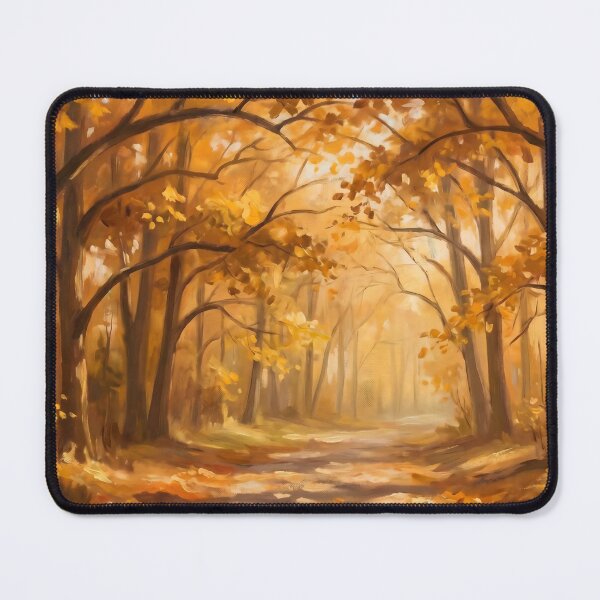 Item preview, Minimalist Golden Autumn Forest Path Painting designed and sold by ArtAmbience.