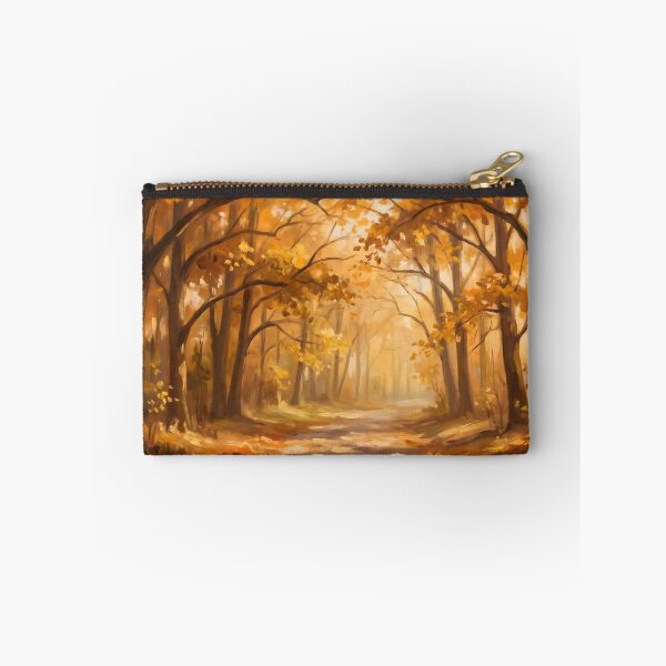 Item preview, Minimalist Golden Autumn Forest Path Painting designed and sold by ArtAmbience.