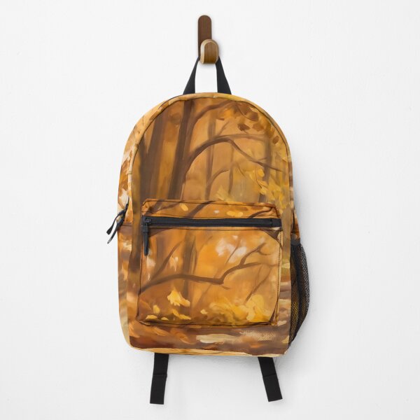 Item preview, Minimalist Golden Autumn Forest Path Painting designed and sold by ArtAmbience.