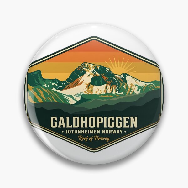 Item preview, Galdhopiggen Summit Retro Badge Sticker Norway designed and sold by DetourDgn.