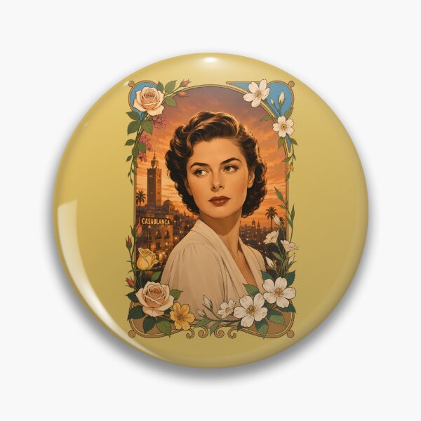 Item preview, Ingrid Bergman Casablanca Art Nouveau Sunset Floral Portrait designed and sold by BorgSpareParts.