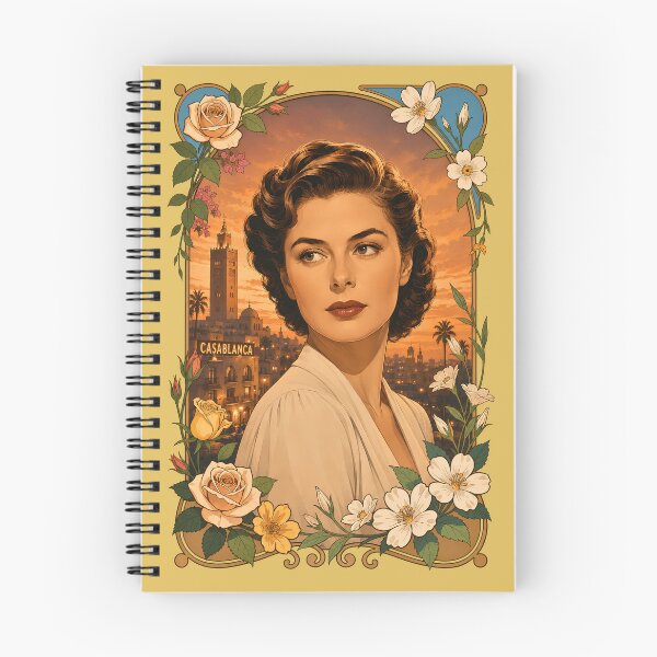 Item preview, Ingrid Bergman Casablanca Art Nouveau Sunset Floral Portrait designed and sold by BorgSpareParts.