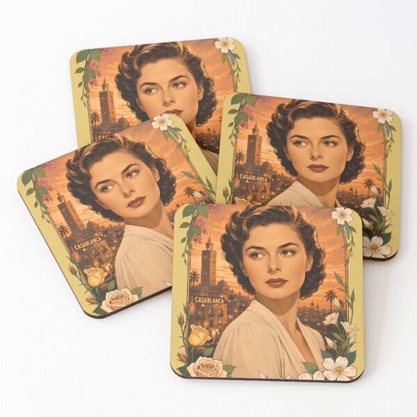 Item preview, Ingrid Bergman Casablanca Art Nouveau Sunset Floral Portrait designed and sold by BorgSpareParts.