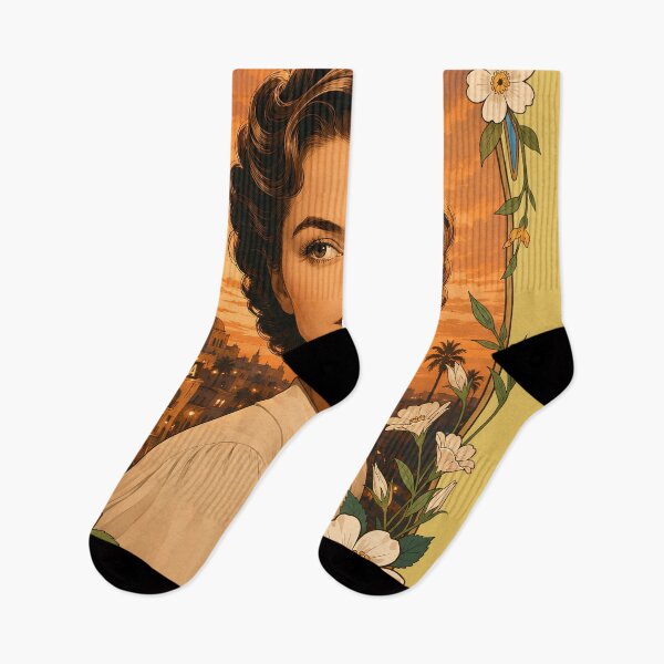 Aperçu de l'œuvre Ingrid Bergman Casablanca Art Nouveau Coucher de soleil floral Portrait créée et vendue par BorgSpareParts.