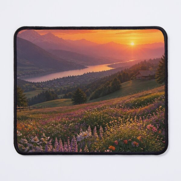 Item preview, Epic Alpine Valley Sunset Mountain Lake and Wildflower Meadow designed and sold by Broken143.