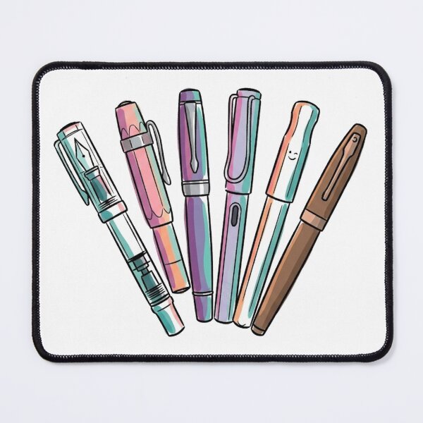 Item preview, Colorful Hand-Painted Fountain Pens Collection Art Print – Calligraphy & Ink Lovers Wall Decor designed and sold by Graphicarium Shop.