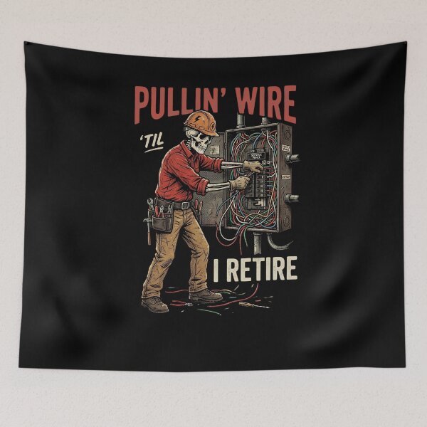 Item preview, Pullin Wire Til I Retire Skeleton Electrician Vintage designed and sold by w66aboo.