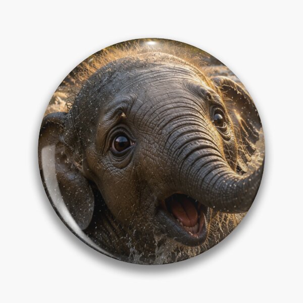 Item preview, Cute Baby Elephant Playing in River at Golden Sunset – Wildlife Safari Art designed and sold by Bhaskar Digital Art.