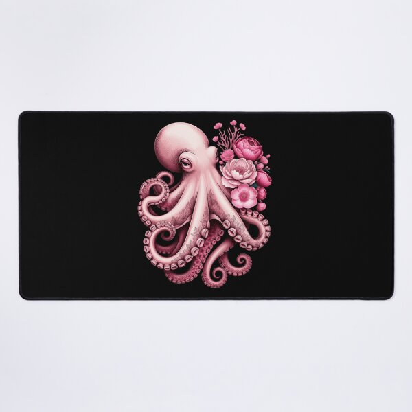 Item preview, Pink Octopus with Peonies – Elegant Ocean Floral Art & Stickers designed and sold by ZyxDes.