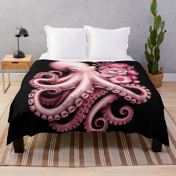 Item preview, Pink Octopus with Peonies – Elegant Ocean Floral Art & Stickers designed and sold by ZyxDes.