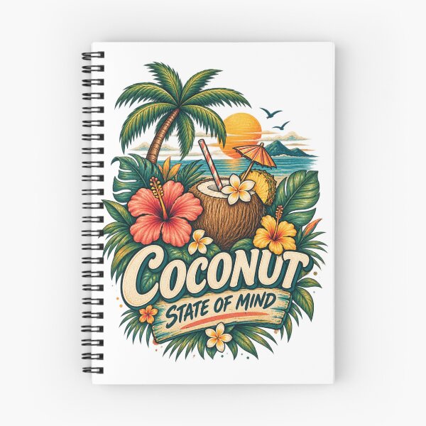 Item preview, Coconut State of Mind – Tropical Beach Illustration designed and sold by @SHINTOSARTSTORE.