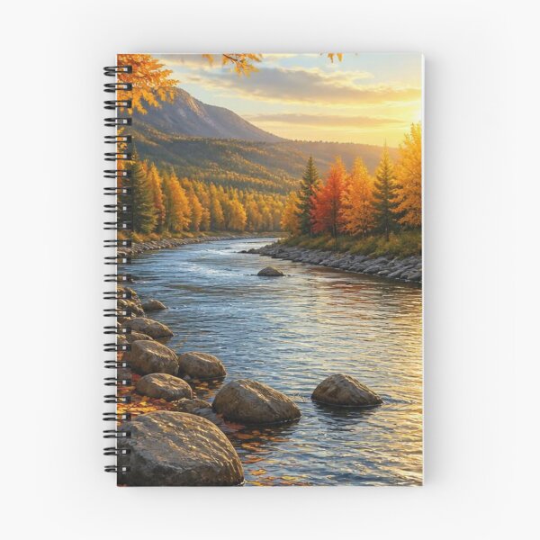 Item preview, Beautiful Autumn River Mountain Forest Sunset Landscape designed and sold by Broken143.