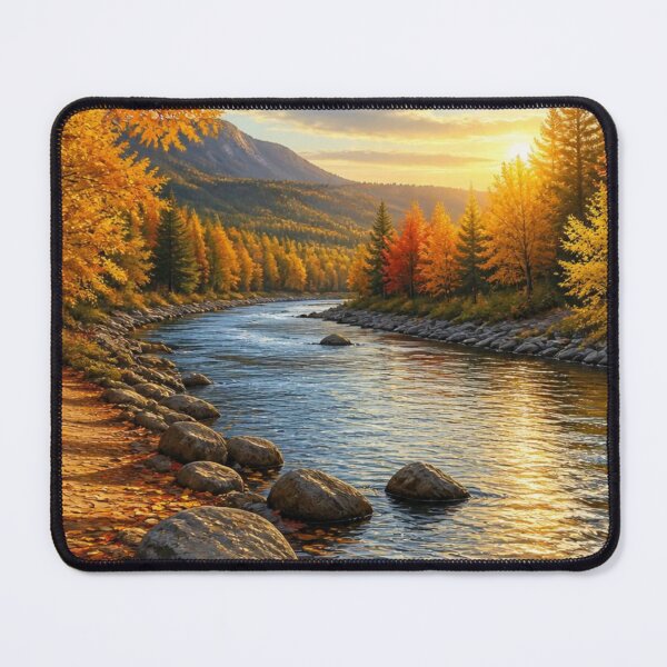 Item preview, Beautiful Autumn River Mountain Forest Sunset Landscape designed and sold by Broken143.