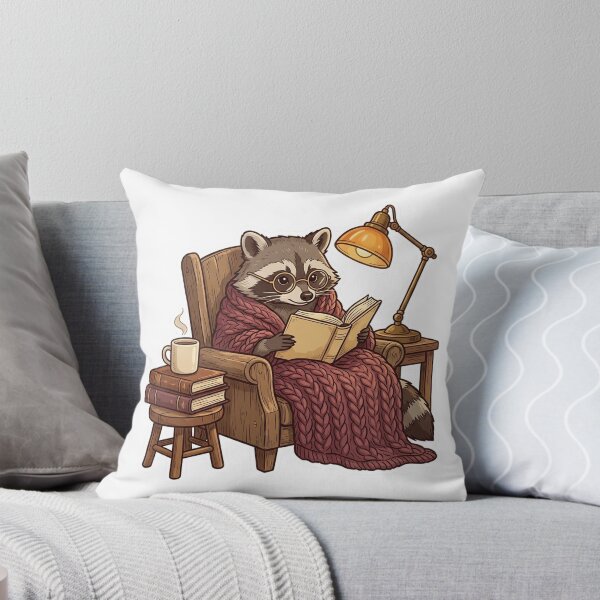 Artikelvorschau, Bookish Raccoon Reading Nook entworfen und verkauft von YNAMREG.