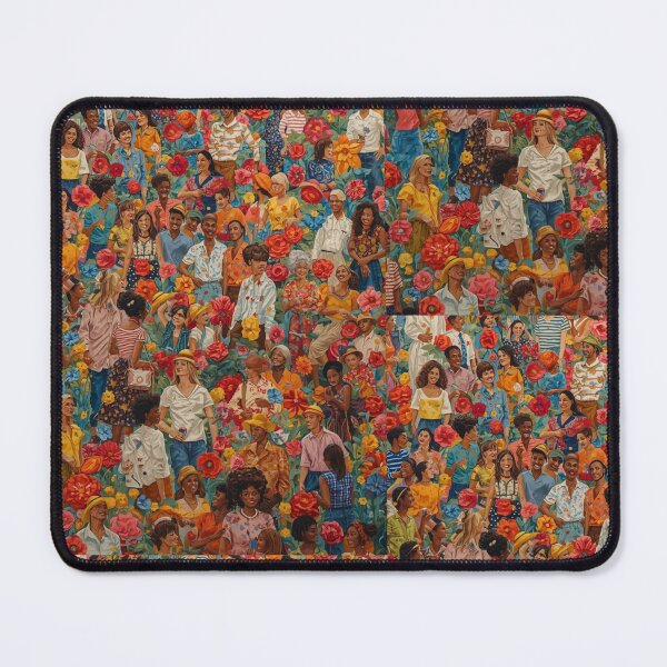Item preview, Crowd of People in Blooming Floral Garden Oil Painting Artwork designed and sold by GrimNest.