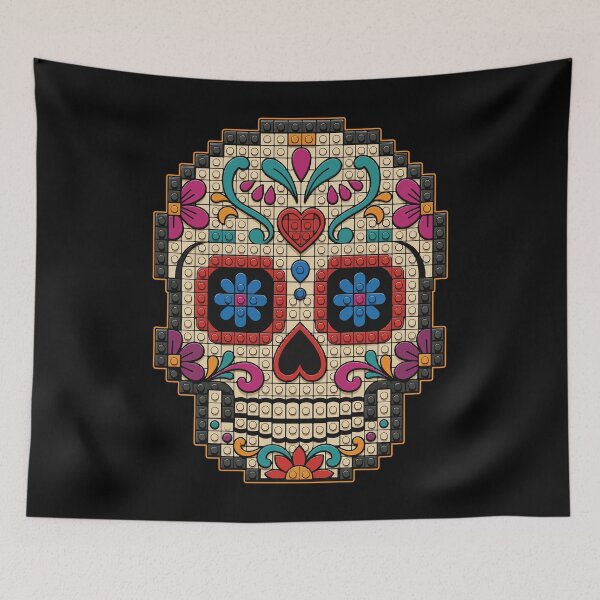 Item preview, Brick Builder Sugar Skull Dia De Los Muertos designed and sold by ShirTomDesigns.