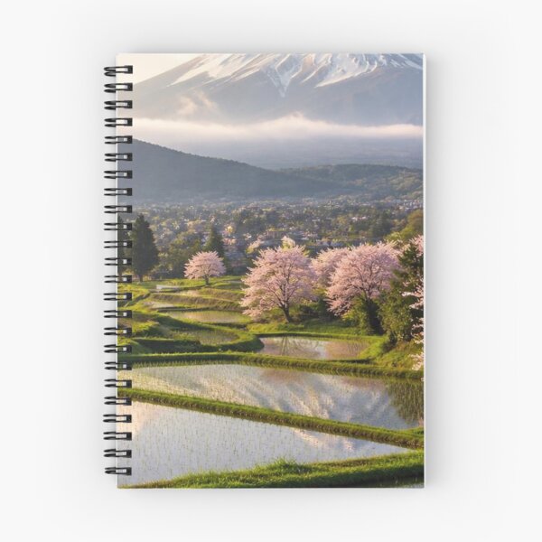 Item preview, Japanese Rice Terraces Sakura Blossom Mountain Landscape designed and sold by Broken143.