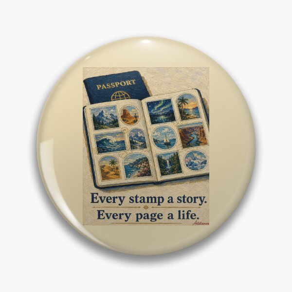 Item preview, Open Passport Tiny Landscapes Stamps Travel Editorial Art Navy Gold designed and sold by Artisticanvas.