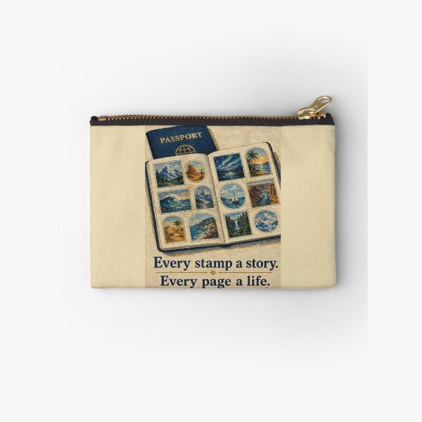 Item preview, Open Passport Tiny Landscapes Stamps Travel Editorial Art Navy Gold designed and sold by Artisticanvas.