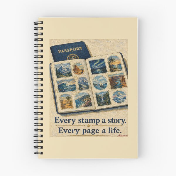 Item preview, Open Passport Tiny Landscapes Stamps Travel Editorial Art Navy Gold designed and sold by Artisticanvas.