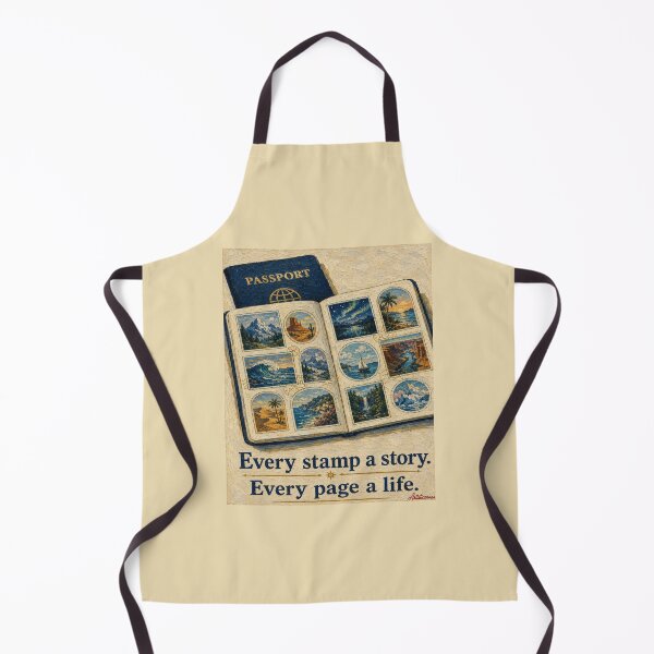 Item preview, Open Passport Tiny Landscapes Stamps Travel Editorial Art Navy Gold designed and sold by Artisticanvas.