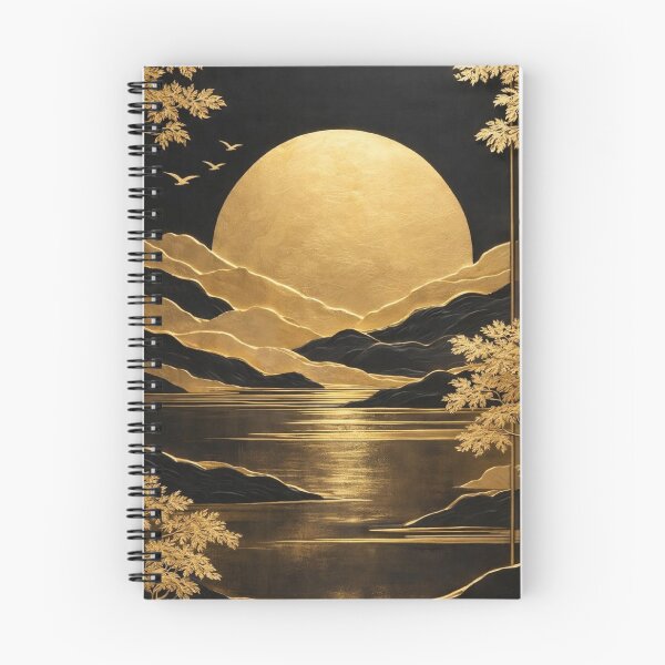 Item preview, Gold Full Moon & Mountains — Luxury Asian Relief Wall Art designed and sold by LYAN-STORE.
