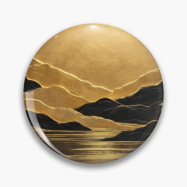 Item preview, Gold Full Moon & Mountains — Luxury Asian Relief Wall Art designed and sold by LYAN-STORE.