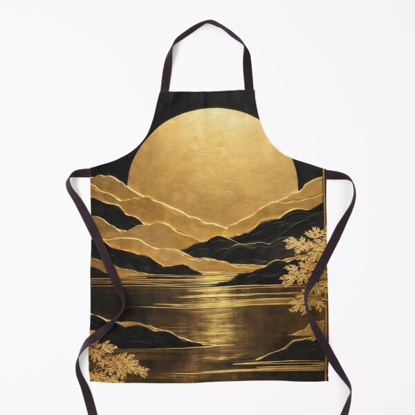Item preview, Gold Full Moon & Mountains — Luxury Asian Relief Wall Art designed and sold by LYAN-STORE.