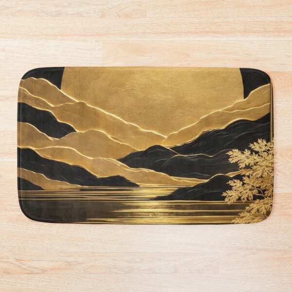 Item preview, Gold Full Moon & Mountains — Luxury Asian Relief Wall Art designed and sold by LYAN-STORE.