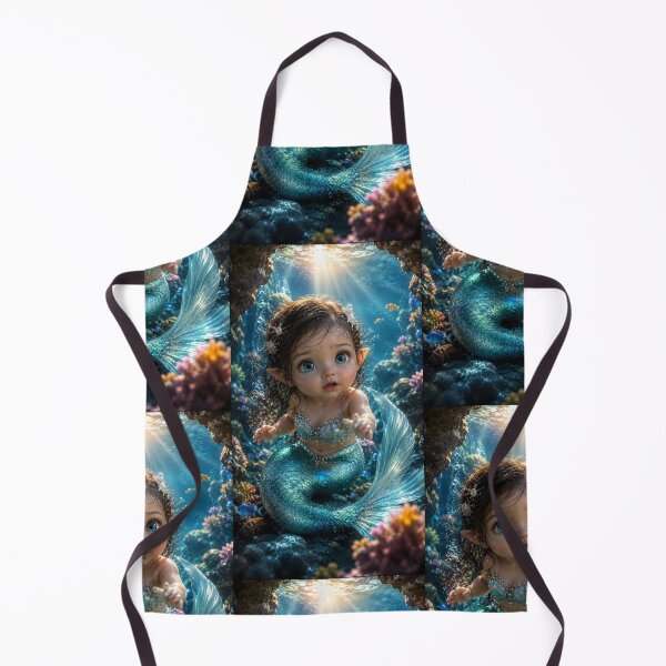 Item preview, Cute Baby Mermaid Underwater in Magical Coral Reef – Ocean Fantasy Art designed and sold by Bhaskar Digital Art.