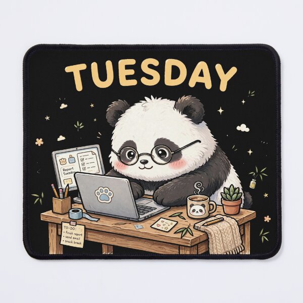 Item preview, Tuesday Work Panda Laptop - Cute Work From Home Sticker designed and sold by Surviving Monday Club.
