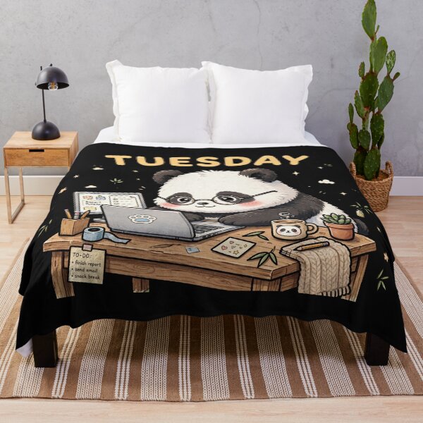 Item preview, Tuesday Work Panda Laptop - Cute Work From Home Sticker designed and sold by Surviving Monday Club.