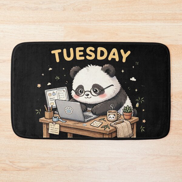 Item preview, Tuesday Work Panda Laptop - Cute Work From Home Sticker designed and sold by Surviving Monday Club.