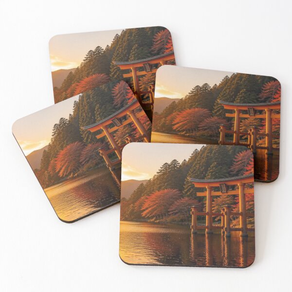 Item preview, Mystical Torii Gate Autumn Sunset Lake Hakone Landscape designed and sold by Broken143.