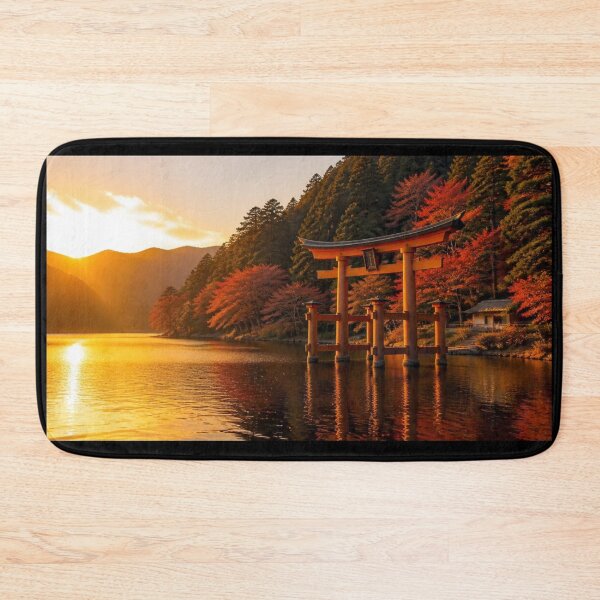Item preview, Mystical Torii Gate Autumn Sunset Lake Hakone Landscape designed and sold by Broken143.