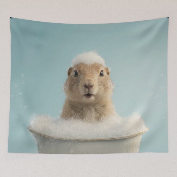 Item preview, Baby Prairie Dog Bubble Bath Cute Nursery Bathroom Wall Art designed and sold by LazyOwlStore.
