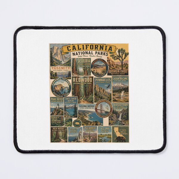 Item preview, California National Parks Vintage Travel Poster Yosemite Redwoods Joshua Tree designed and sold by LittleArij.