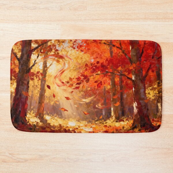 Item preview, Falling Autumn Leaves Golden Light Painting designed and sold by ArtAmbience.