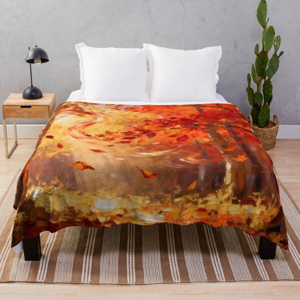 Item preview, Falling Autumn Leaves Golden Light Painting designed and sold by ArtAmbience.