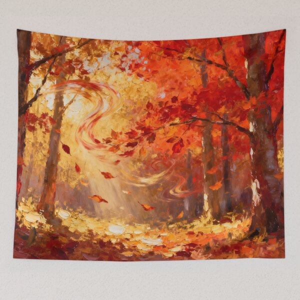 Item preview, Falling Autumn Leaves Golden Light Painting designed and sold by ArtAmbience.