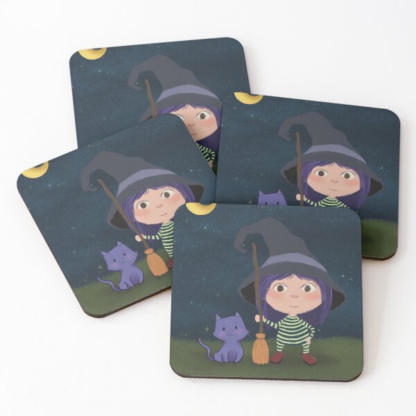 Item preview, Little girl witch with her cat designed and sold by Kimberley Cummings Illustration.