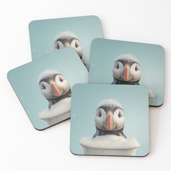 Item preview, Baby Puffin Bubble Bath Cute Nursery Bathroom Wall Art designed and sold by LazyOwlStore.