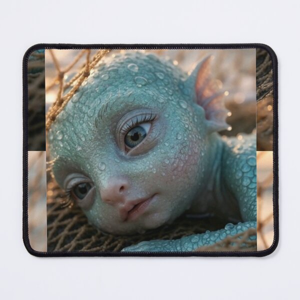 Item preview, Cute Baby Sea Dragon in Fishing Net – Magical Aquatic Fantasy Creature Art designed and sold by Bhaskar Digital Art.