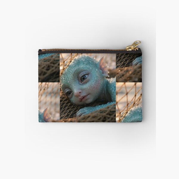 Item preview, Cute Baby Sea Dragon in Fishing Net – Magical Aquatic Fantasy Creature Art designed and sold by Bhaskar Digital Art.